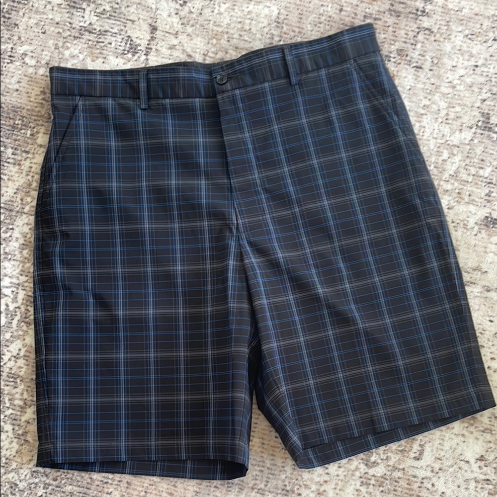 Lone Cypress Pebble Beach Men's Plaid Golf Shorts Black Blue Size 36